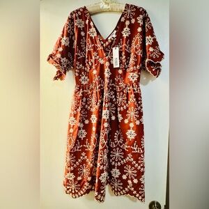 BB Dakota by Steve Madden Embroidered Burnt Orange Dress